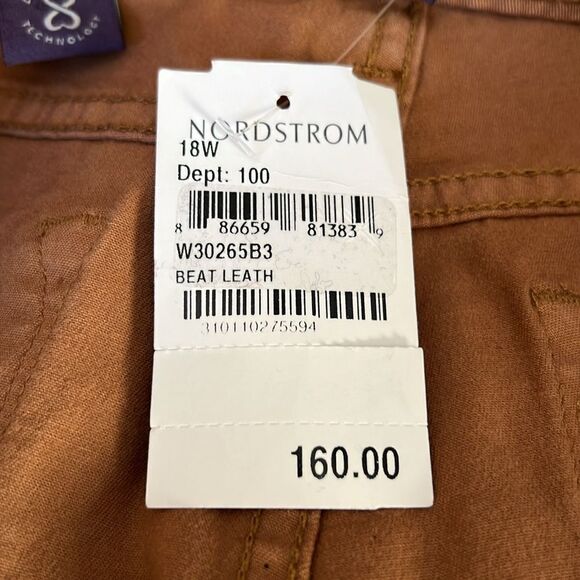 NYDJ Beat Leather Brown Jeans 18W Skinny - Picture 8 of 16